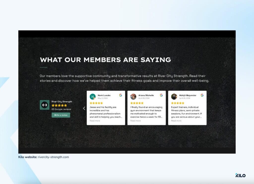 add social proof to your gym website