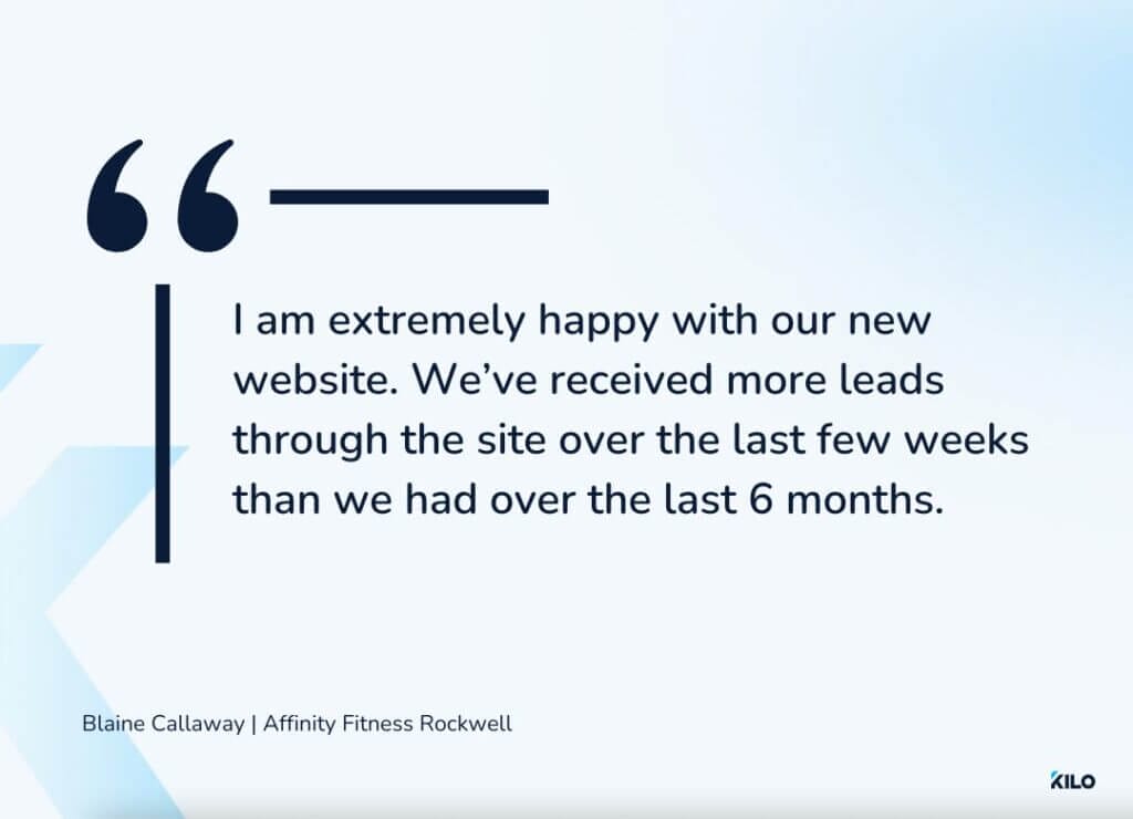 Affinity Fitness Rockwell testimonial for Kilo