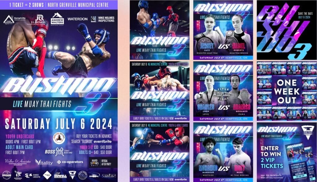 Bushido branded social media posts and tickets