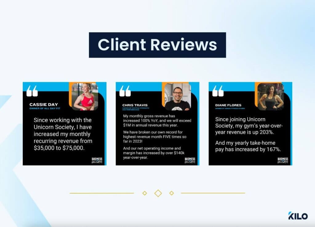 business for unicorns client feedback