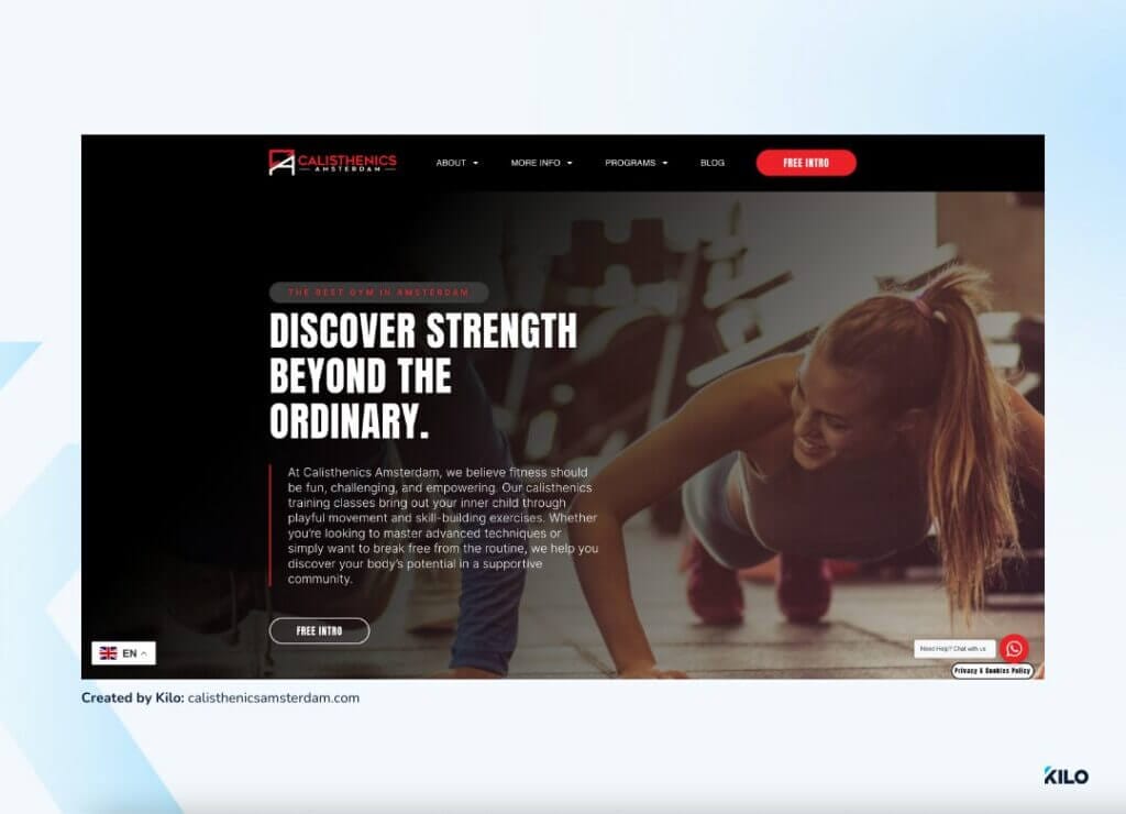 Calisthenics Amsterdam gym website