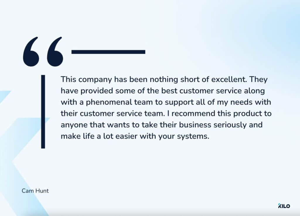 Cam Hunt testimonial for Kilo
