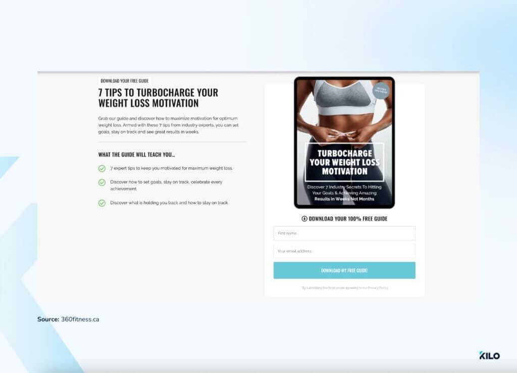example of a great landing page for your gym