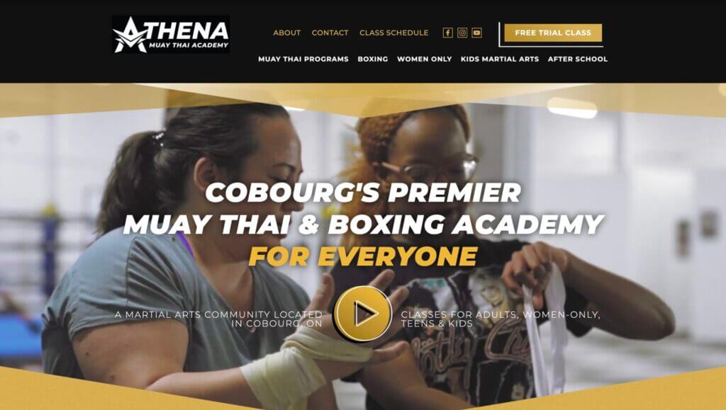 example of a well designed muay thai website for Athena