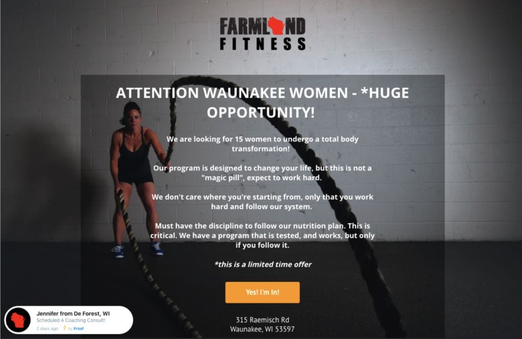 Farmland Fitness Landing