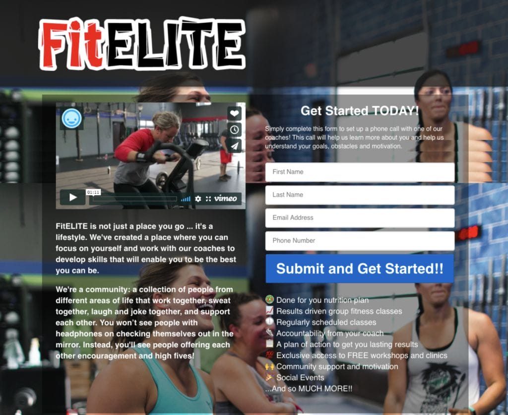 fit elite landing page