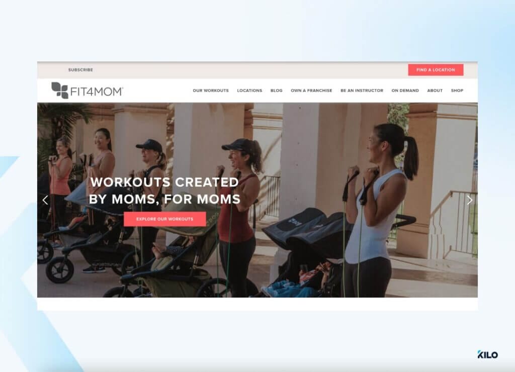 Fit4Mom gym website