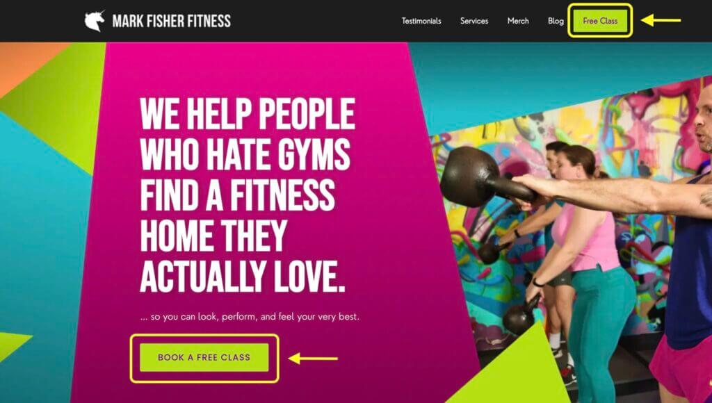 Mark Fisher Fitness CTA example