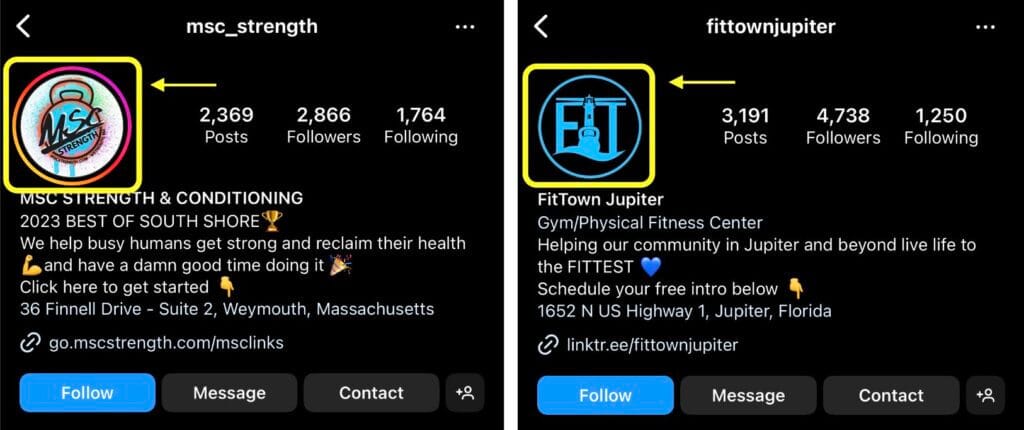 A Gym Owner’s Guide to Creating the Perfect Instagram Profile 1 examples of clearly visible logos of gyms on Instagram