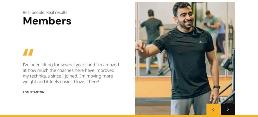 example of a good social prof section for your gym website