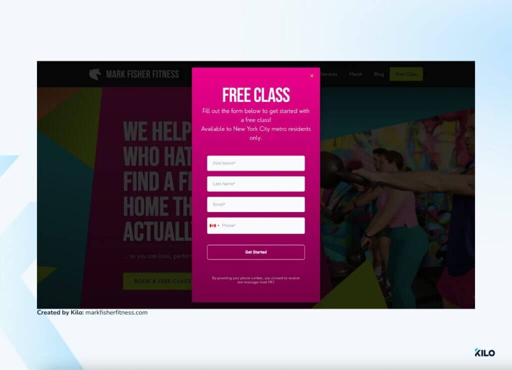 Mark Fisher Fitness lead forms