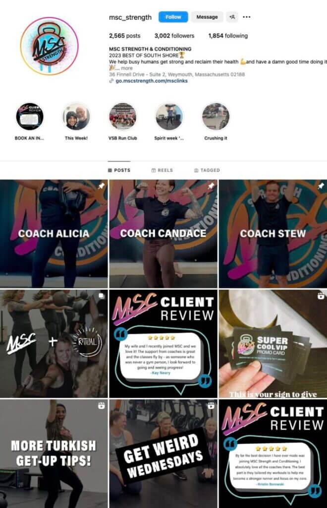 MSC Strength instagram as an online presence tool