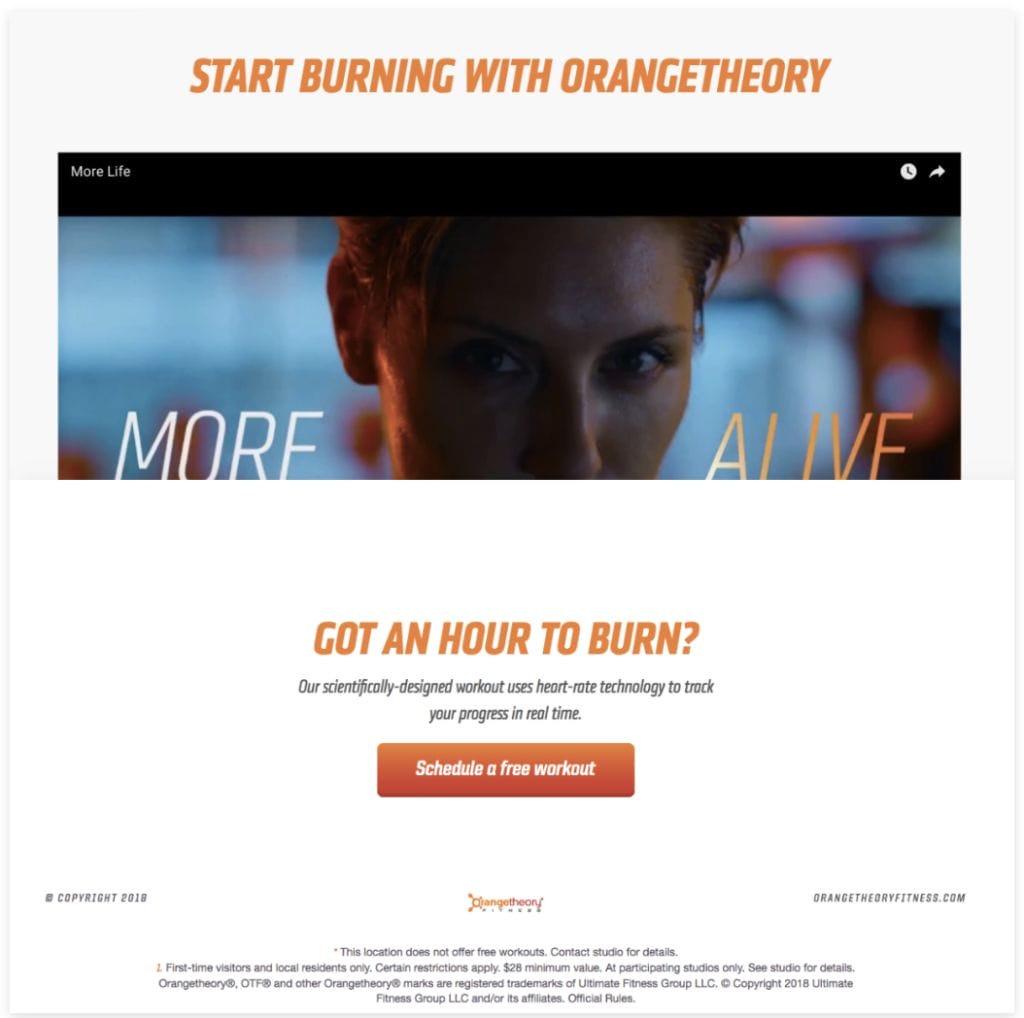 Orange Theory Landing Page