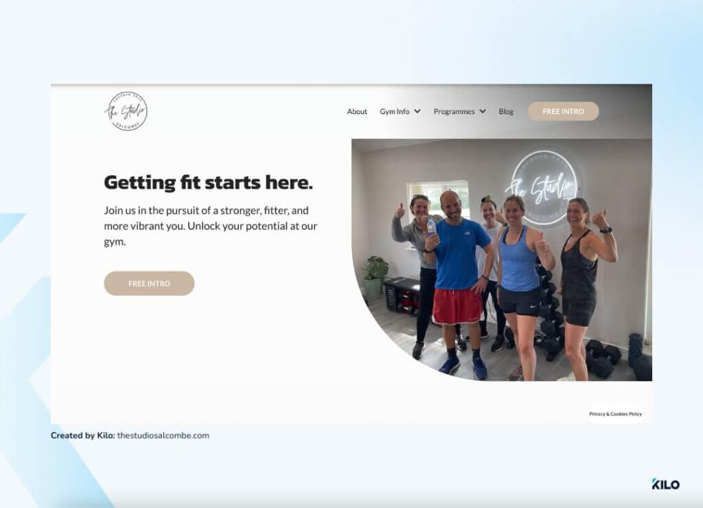 Studio Salcombe gym website