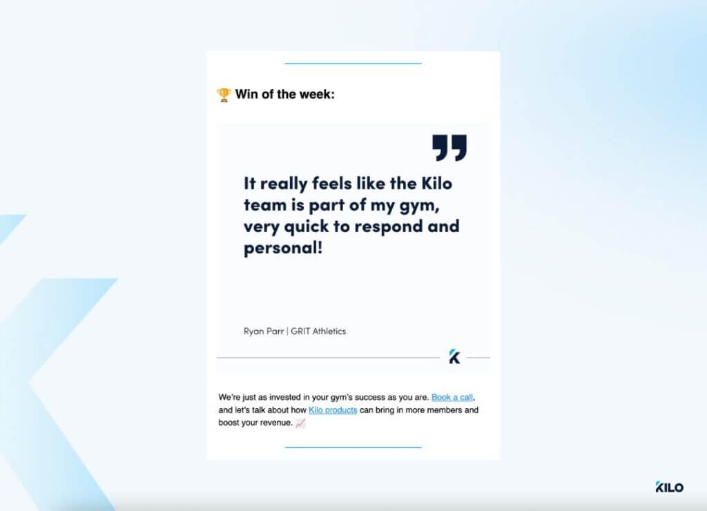 testimonials in your email campaigns for your gym