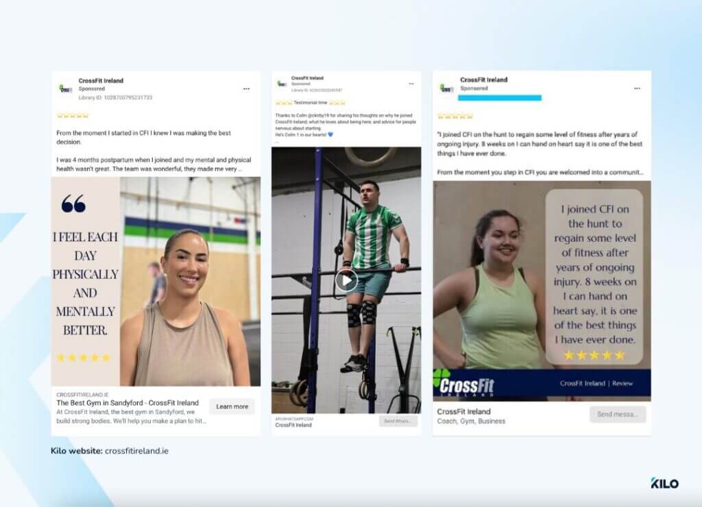 use testimonials in your gym paid ads