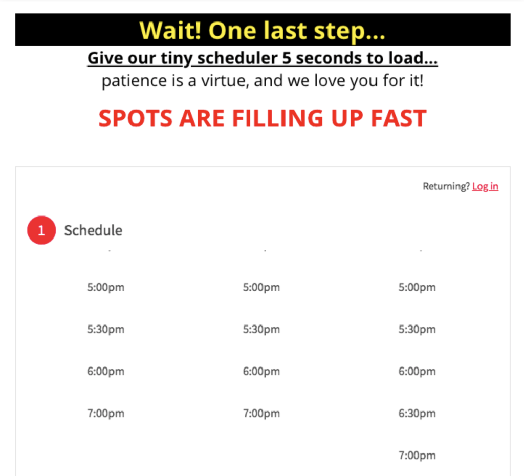 6 week challenge sign up page