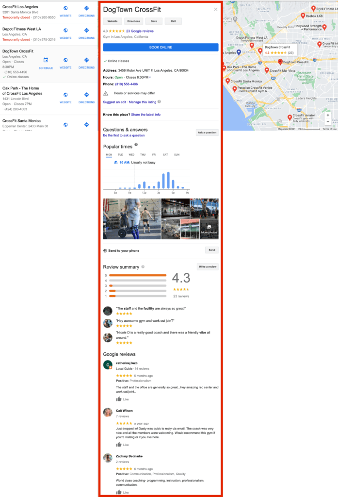 The Guide to Local SEO for Gym Owners 5 dogtown crossfit google my business 1