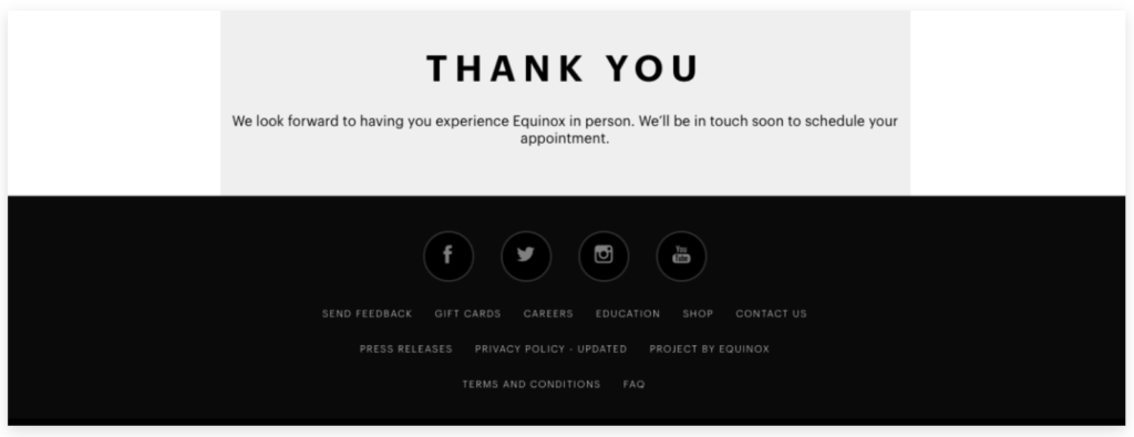 Equinox Thank You Page
