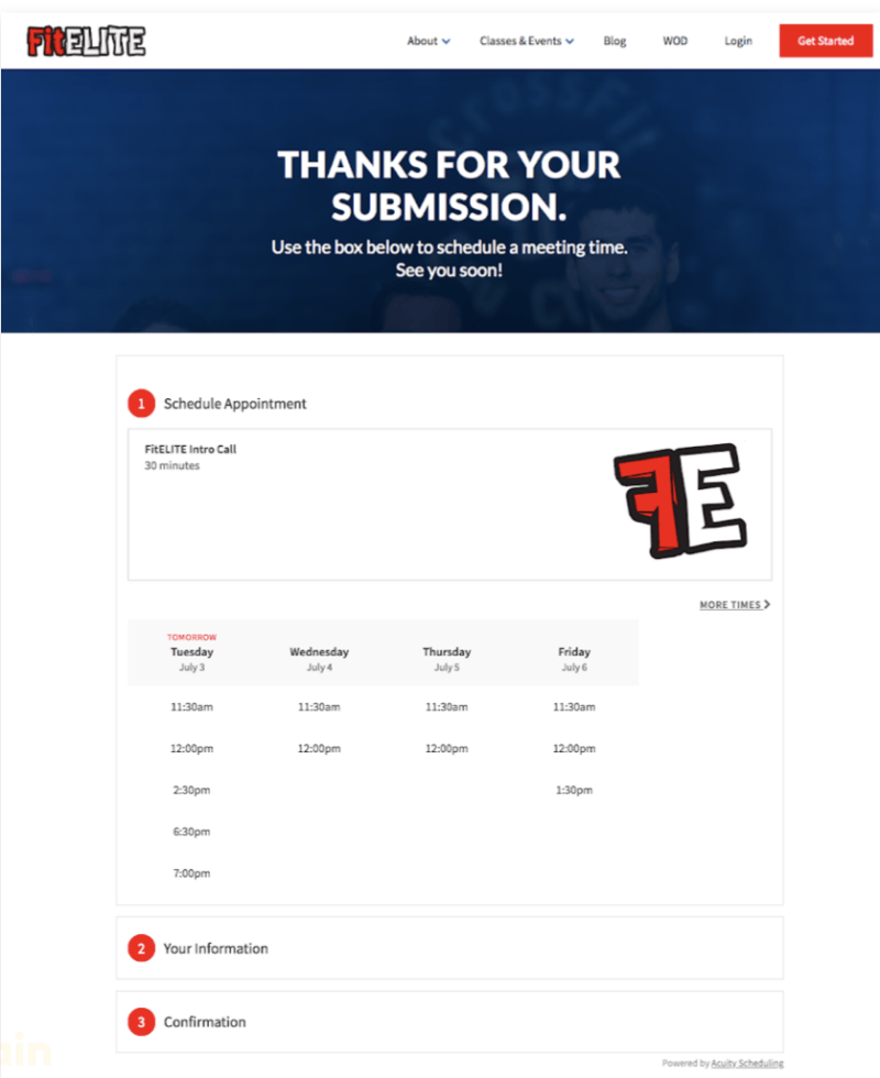 Teardown of 8 Gym Landing Pages 15 fit elite sign up intr o 1